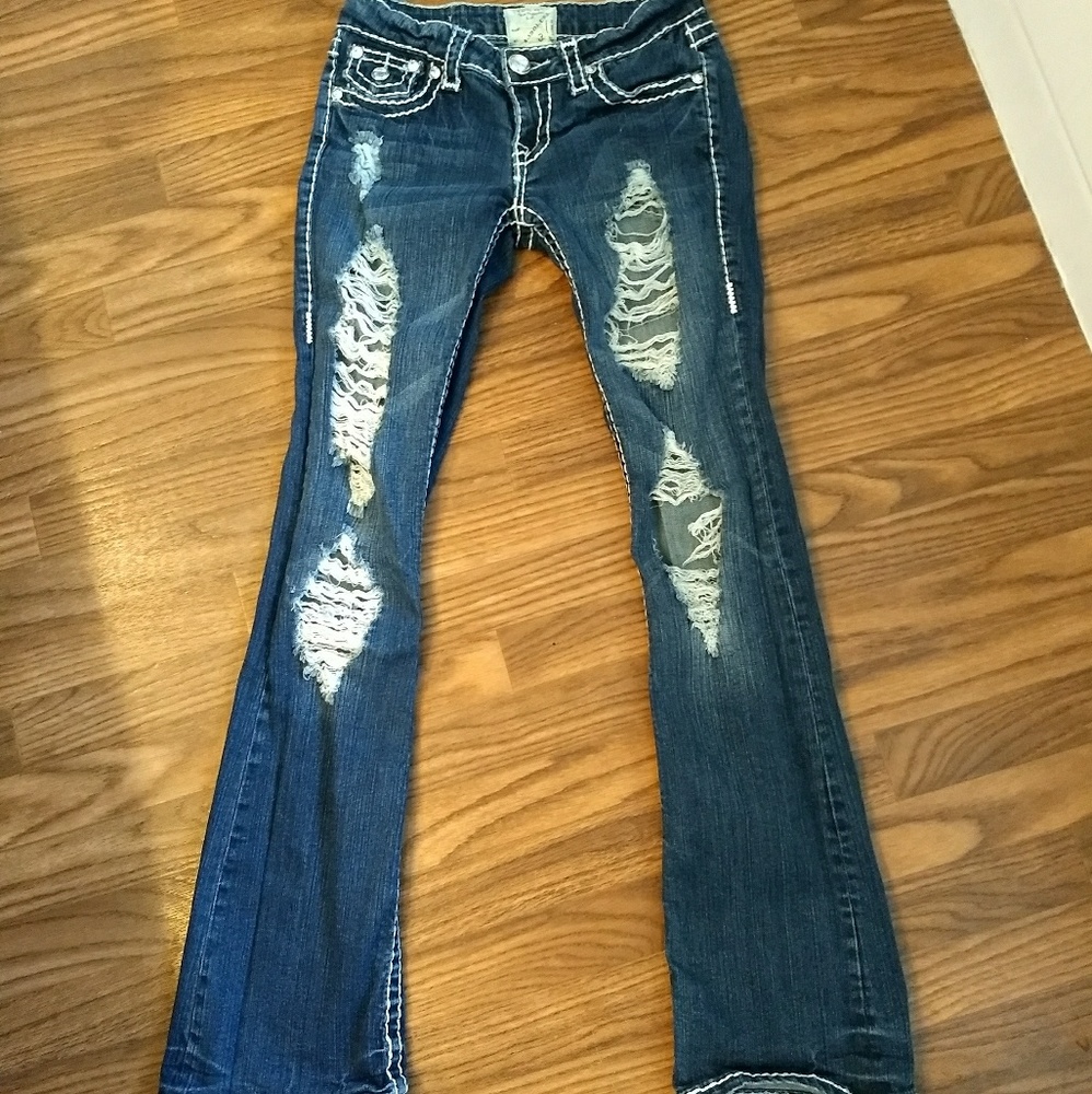 Distressed Jeans with Bling Pockets
